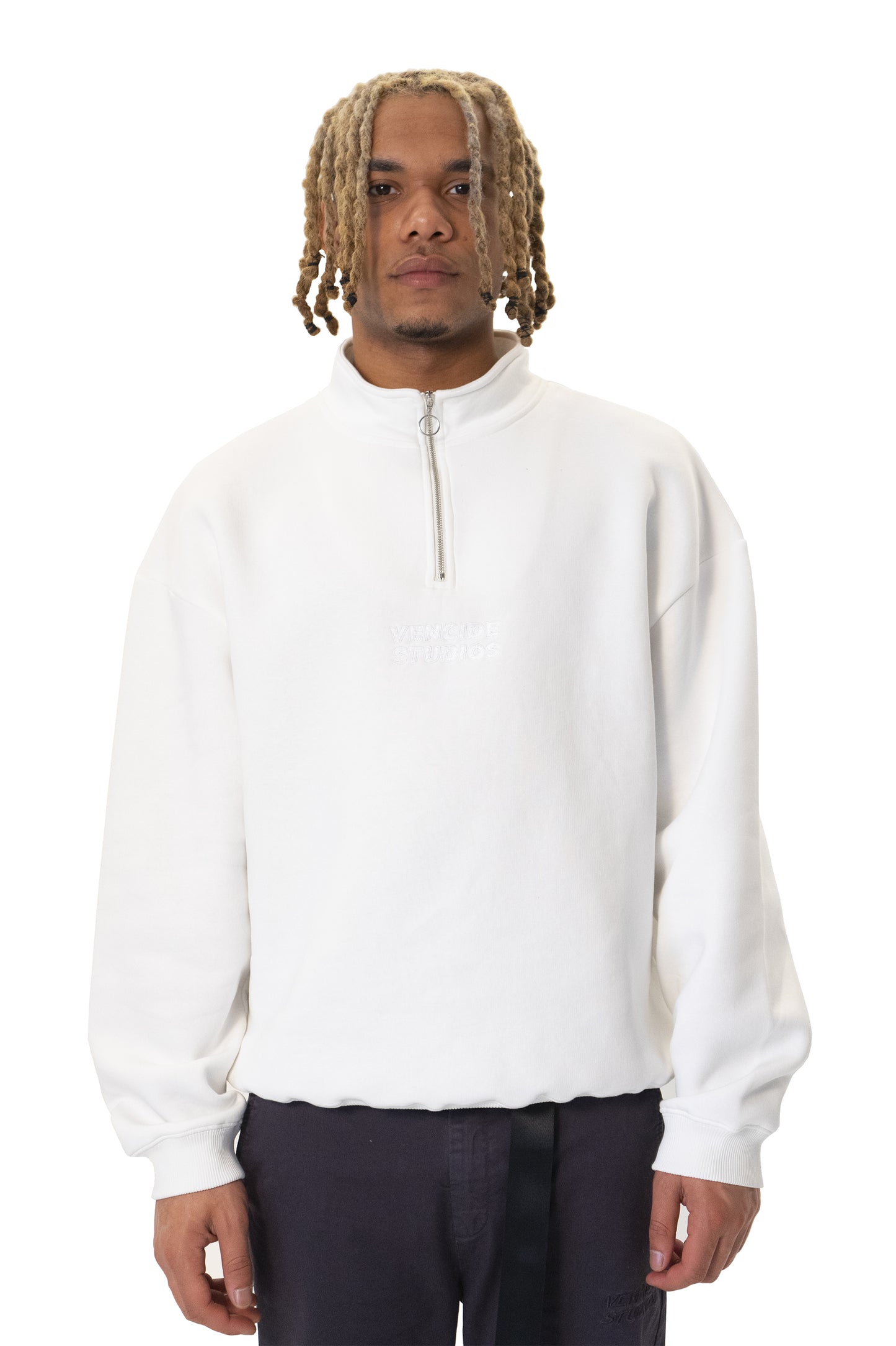 CREAM WHITE HALF ZIP - Vencide Studios